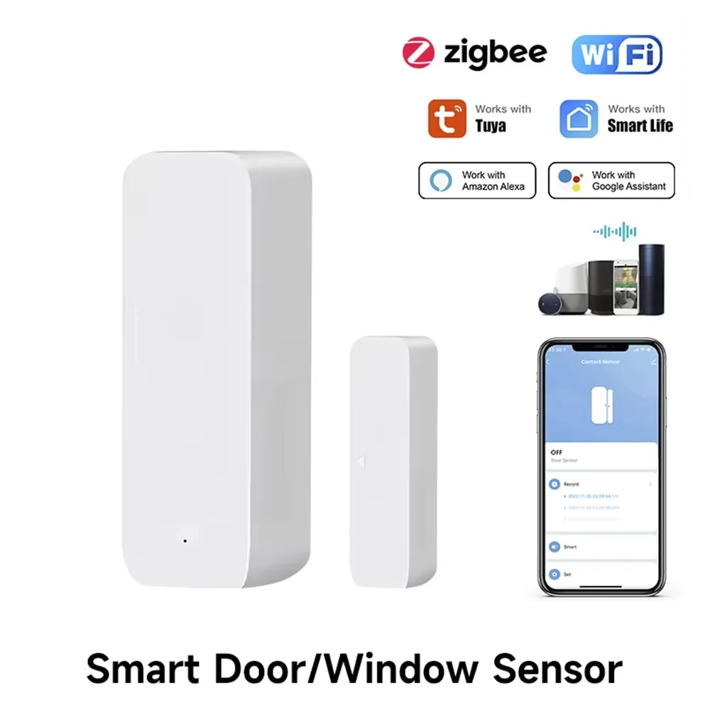 Smart Home Zigbee Gateway - Czujnik magnetyczny otwarcia/zamknięcia drzwi/okien Tuya Zigbee/WiFi,
